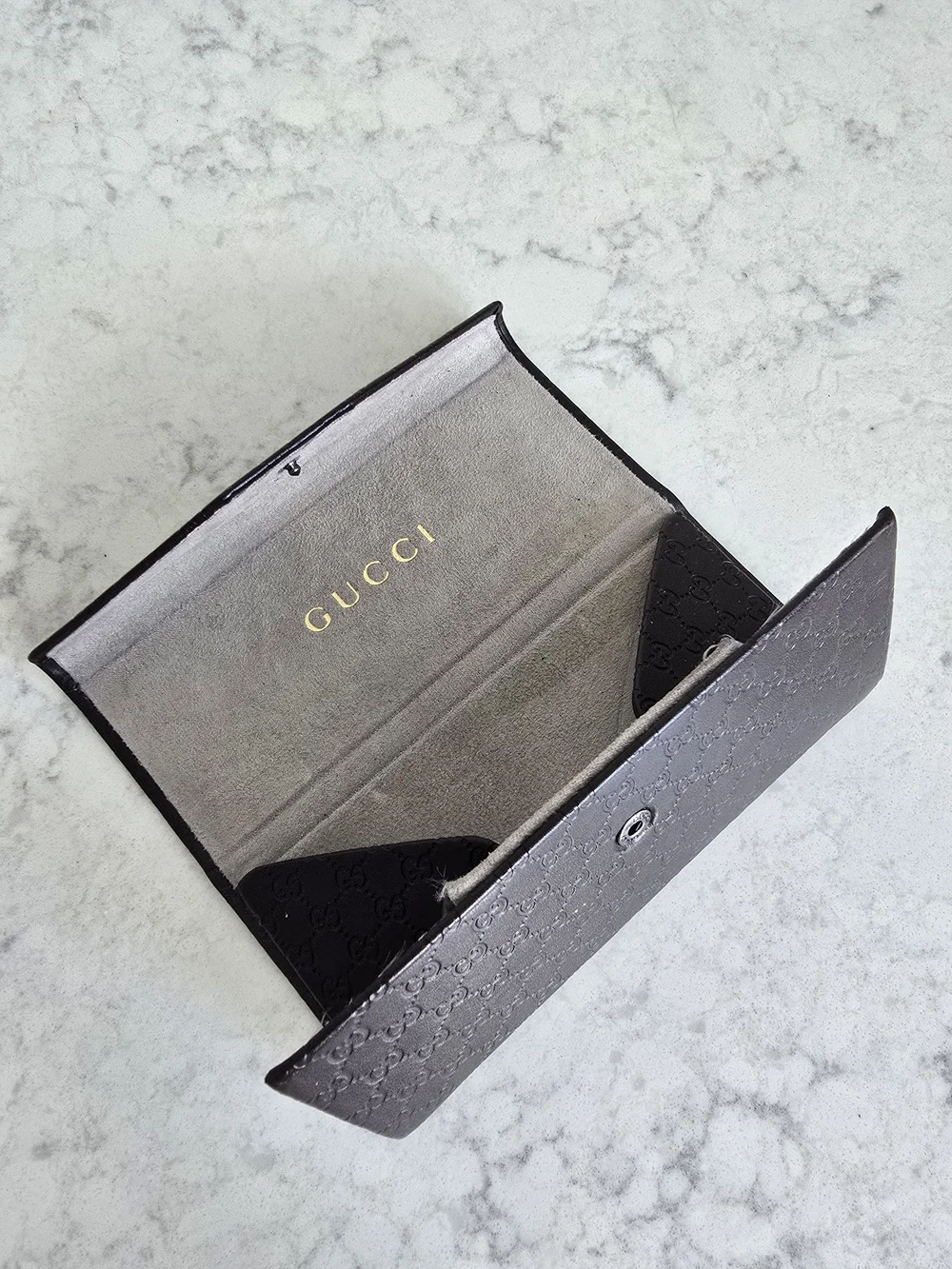 Gucci Brown Embossed GG Envelope Sunglasses Case